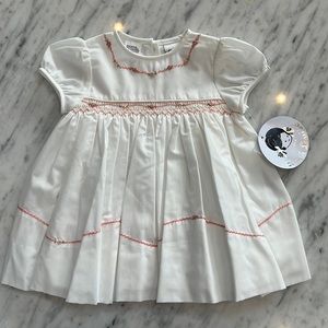 New Baby Girls Sarah Louise Peach Smocked Dress